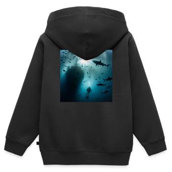 Einsamer Taucher - Kinder Premium Organic Zip Hoodie - Schwarz - Hinten - AI Model Kid Male (0cm)
