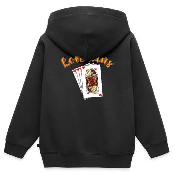 Reine et Roi de Cœur - Sweat Premium à capuche zippé enfant bio - noir - Dos - AI Model Kid Male (0cm)