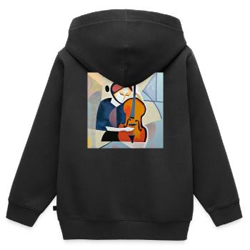 Un instant avant la note - Sweat Premium à capuche zippé enfant bio - noir - Dos - AI Model Kid Male (0cm)