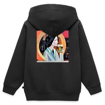 Auffrischen - Kinder Premium Organic Zip Hoodie - Schwarz - Hinten - AI Model Kid Male (0cm)
