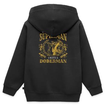 Kampfhund Gefahr Bewachen Hundehalter - Kinder Premium Organic Zip Hoodie - Schwarz - Hinten - AI Model Kid Male (0cm)