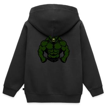 Ours Comic Fit - Sweat Premium à capuche zippé enfant bio - noir - Dos - AI Model Kid Male (0cm)