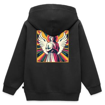 Schutzengel Pop-Art - Kinder Premium Organic Zip Hoodie - Schwarz - Hinten - AI Model Kid Male (0cm)