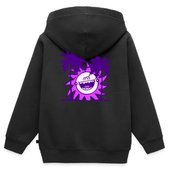 Lustige Sonne Lacht Glücklich Spaß Gesicht Palmen - Kinder Premium Organic Zip Hoodie - Schwarz - Hinten - AI Model Kid Male (0cm)