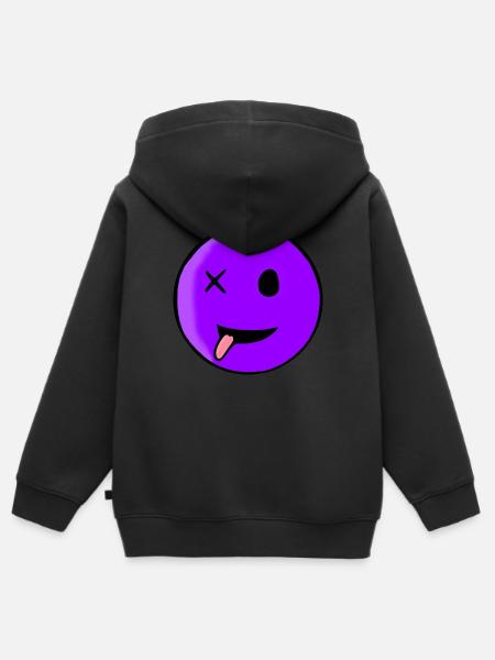 Funny Smilie - Kinder Premium Organic Zip Hoodie - Schwarz