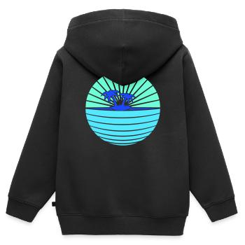 Palme Insel Baum Strand Urlaub Kokosnuss Meer Cool - Kinder Premium Organic Zip Hoodie - Schwarz - Hinten - AI Model Kid Male (0cm)