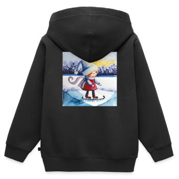 Un peu de gel - Sweat Premium à capuche zippé enfant bio - noir - Dos - AI Model Kid Male (0cm)