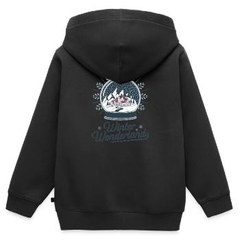 Winterwunderland – Schneekugel mit Dorf - Kinder Premium Organic Zip Hoodie - Schwarz - Hinten - AI Model Kid Male (0cm)