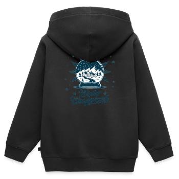Winterwunderland – Schneekugel mit Dorf - Kinder Premium Organic Zip Hoodie - Schwarz - Hinten - AI Model Kid Male (0cm)