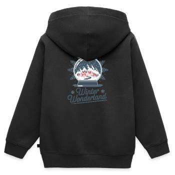 Winterwunderland – Schneekugel mit Dorf - Kinder Premium Organic Zip Hoodie - Schwarz - Hinten - AI Model Kid Male (0cm)