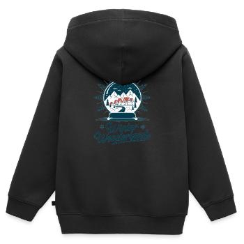 Winterwunderland – Schneekugel mit Dorf - Kinder Premium Organic Zip Hoodie - Schwarz - Hinten - AI Model Kid Male (0cm)