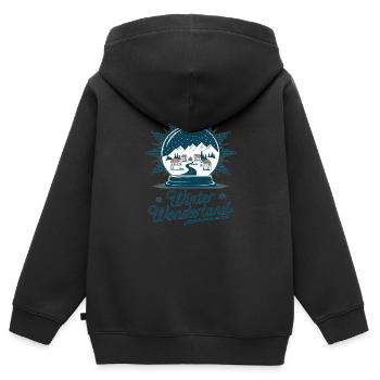 Winterwunderland – Schneekugel mit Dorf - Kinder Premium Organic Zip Hoodie - Schwarz - Hinten - AI Model Kid Male (0cm)