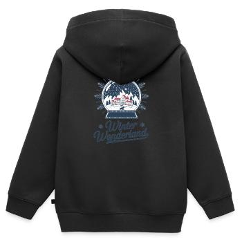 Winterwunderland – Schneekugel mit Dorf - Kinder Premium Organic Zip Hoodie - Schwarz - Hinten - AI Model Kid Male (0cm)