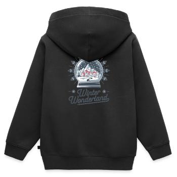 Winterwunderland – Schneekugel mit Dorf - Kinder Premium Organic Zip Hoodie - Schwarz - Hinten - AI Model Kid Male (0cm)