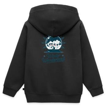Winterwunderland – Schneekugel mit Dorf - Kinder Premium Organic Zip Hoodie - Schwarz - Hinten - AI Model Kid Male (0cm)