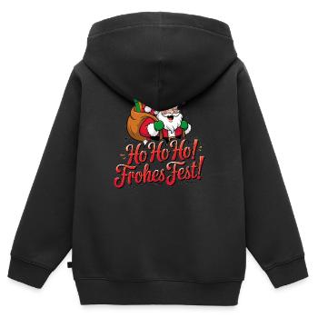 Weihnachtsmann – Ho Ho Ho! Frohes Fest - Kinder Premium Organic Zip Hoodie - Schwarz - Hinten - AI Model Kid Male (0cm)