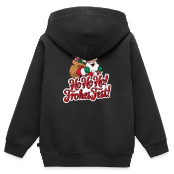 Weihnachtsmann – Ho Ho Ho! Frohes Fest - Kinder Premium Organic Zip Hoodie - Schwarz - Hinten - AI Model Kid Male (0cm)
