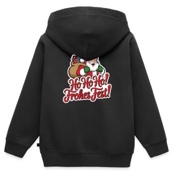 Weihnachtsmann – Ho Ho Ho! Frohes Fest - Kinder Premium Organic Zip Hoodie - Schwarz - Hinten - AI Model Kid Male (0cm)
