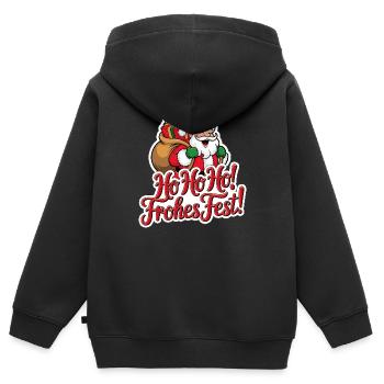 Weihnachtsmann – Ho Ho Ho! Frohes Fest - Kinder Premium Organic Zip Hoodie - Schwarz - Hinten - AI Model Kid Male (0cm)