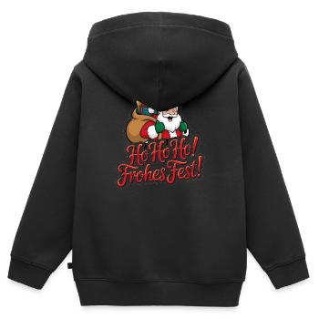 Weihnachtsmann – Ho Ho Ho! Frohes Fest - Kinder Premium Organic Zip Hoodie - Schwarz - Hinten - AI Model Kid Male (0cm)