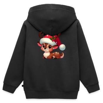 Rudolf 5 - Kinder Premium Organic Zip Hoodie - Schwarz - Hinten - AI Model Kid Male (0cm)