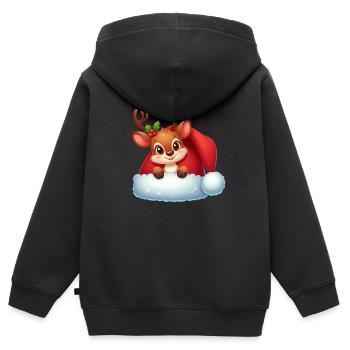 Rudolf 7 - Kinder Premium Organic Zip Hoodie - Schwarz - Hinten - AI Model Kid Male (0cm)