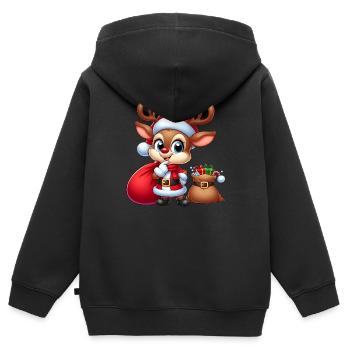 Rudolf 4 - Kinder Premium Organic Zip Hoodie - Schwarz - Hinten - AI Model Kid Male (0cm)