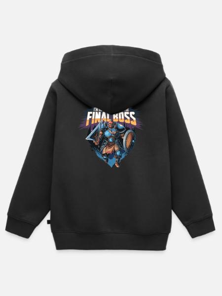 I'm the FinalBoss – Mächtiger Charakter - Kinder Premium Organic Zip Hoodie - Schwarz