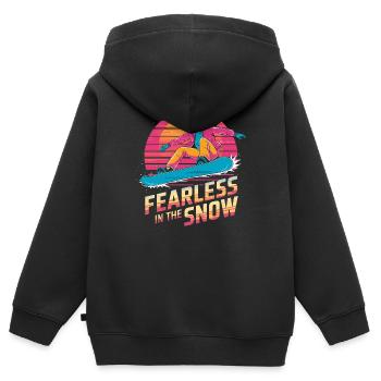 Furchtlos im Schnee - Kinder Premium Organic Zip Hoodie - Schwarz - Hinten - AI Model Kid Male (0cm)