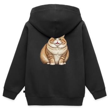 Gros chat - Sweat Premium à capuche zippé enfant bio - noir - Dos - AI Model Kid Male (0cm)