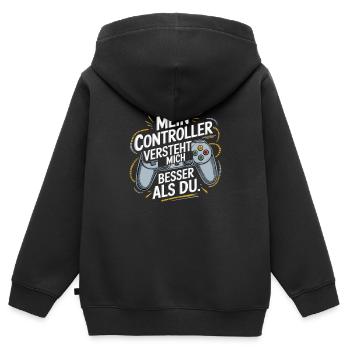 Controller Gamer - Kinder Premium Organic Zip Hoodie - Schwarz - Hinten - AI Model Kid Male (0cm)