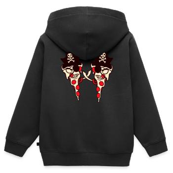 2 Böse Fast Food Pizza Piraten Duell Augenklappe - Kinder Premium Organic Zip Hoodie - Schwarz - Hinten - AI Model Kid Male (0cm)