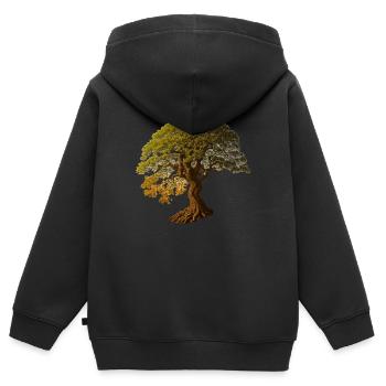 Baum Laubbaum in warmen Farbtönen - Kinder Premium Organic Zip Hoodie - Schwarz - Hinten - AI Model Kid Male (0cm)