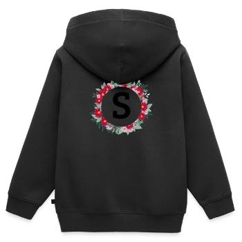 Blumenkrone des Buchstabens - Kinder Premium Organic Zip Hoodie - Schwarz - Hinten - AI Model Kid Male (0cm)