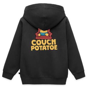 Couchpotatoe Entspannung - Kinder Premium Organic Zip Hoodie - Schwarz - Hinten - AI Model Kid Male (0cm)