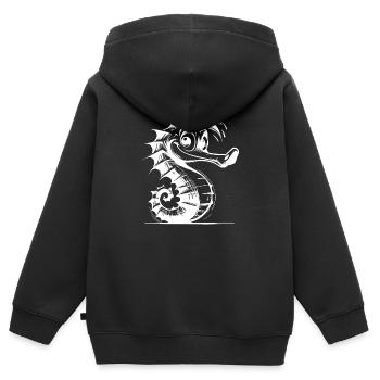 Clever Seahorse Kids Croquis au crayon - Sweat Premium à capuche zippé enfant bio - noir - Dos - AI Model Kid Male (0cm)