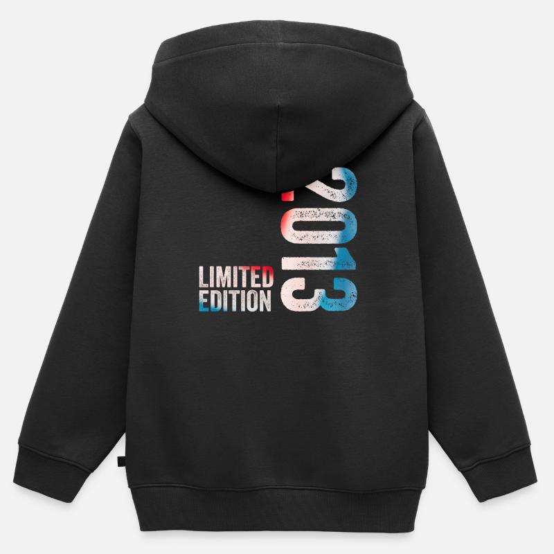 2013 Édition limitée Cadeau d’anniversaire 2013 - Sweat Premium à capuche zippé enfant bio - noir