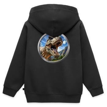 T Rex Animal - 3 - Kids Premium Organic Zip-up Hoodie - black - Back - AI Model Kid Male (0cm)