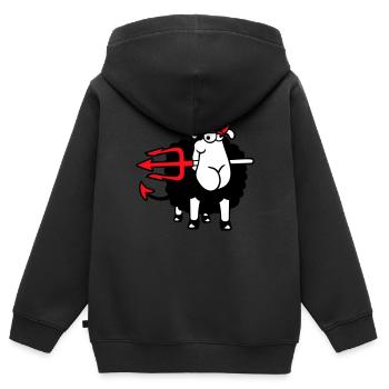 Schaf Teufel Satan Hölle Böse Dreizack Hörner Cool - Kinder Premium Organic Zip Hoodie - Schwarz - Hinten - AI Model Kid Male (0cm)
