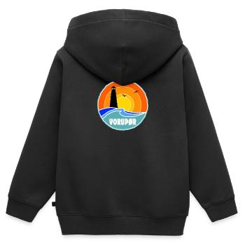 Vorupor Leuchtturm Dänemark - Kinder Premium Organic Zip Hoodie - Schwarz - Hinten - AI Model Kid Male (0cm)