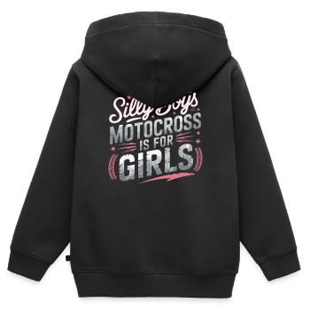 Girl Power auf der Motocross-Strecke - Kinder Premium Organic Zip Hoodie - Schwarz - Hinten - AI Model Kid Male (0cm)