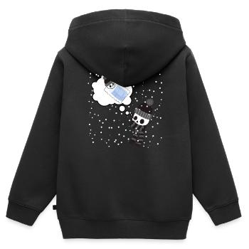 Warme Gedanken im Winter - Kinder Premium Organic Zip Hoodie - Schwarz - Hinten - AI Model Kid Male (0cm)