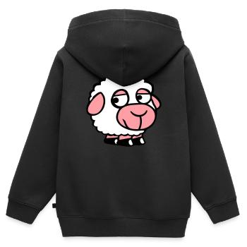 Mouton Triste Timide Introverti Malheureux - Sweat Premium à capuche zippé enfant bio - noir - Dos - AI Model Kid Male (0cm)