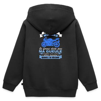 Un motard je ferme pas ma gueule - Sweat Premium à capuche zippé enfant bio - noir - Dos - AI Model Kid Male (0cm)