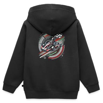 Kart Motorsport - Kinder Premium Organic Zip Hoodie - Schwarz - Hinten - AI Model Kid Male (0cm)