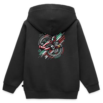 Karting Motorsport - Kinder Premium Organic Zip Hoodie - Schwarz - Hinten - AI Model Kid Male (0cm)