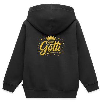 Firmgötti Taufgötti Göti Fragen Super Götti - Kinder Premium Organic Zip Hoodie - Schwarz - Hinten - AI Model Kid Male (0cm)