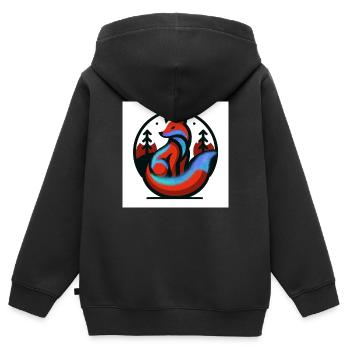 Wandelfuchs - Kinder Premium Organic Zip Hoodie - Schwarz - Hinten - AI Model Kid Male (0cm)