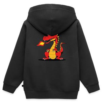 Drachenstark durch den Alltag - Kinder Premium Organic Zip Hoodie - Schwarz - Hinten - AI Model Kid Male (0cm)