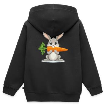Knabber-Spaß mit Hoppelhase - Kinder Premium Organic Zip Hoodie - Schwarz - Hinten - AI Model Kid Male (0cm)